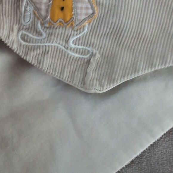 70s Kids Tan Corduroy‎ Embroidered Bunny Short Suit Outfit Vest - Picture 6 of 8